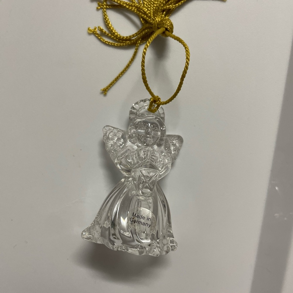 Clear Glass Angel Ornament with Gold String